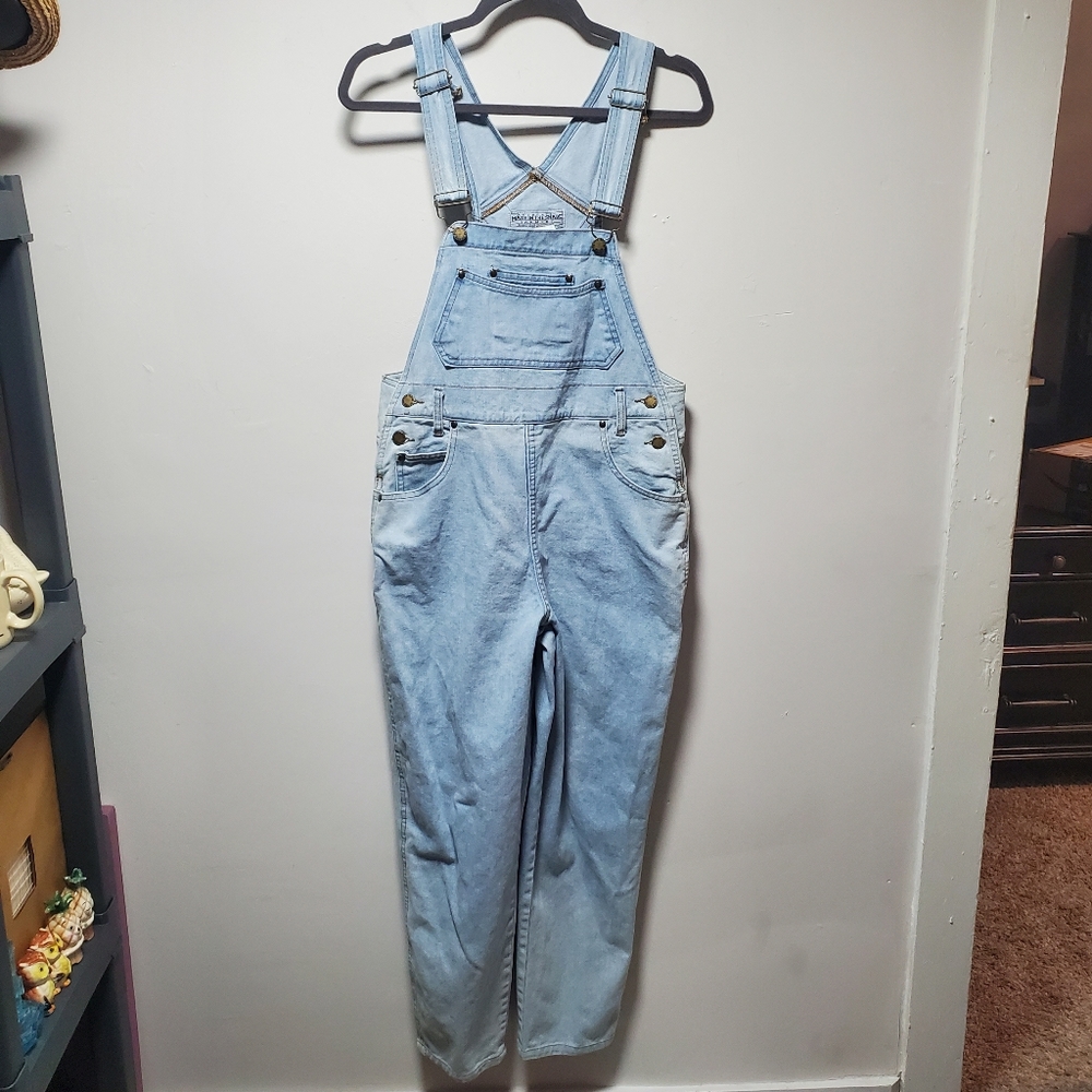 Vintage Made in the Shade Denim Overalls Size Small Light Wash Jean Retro